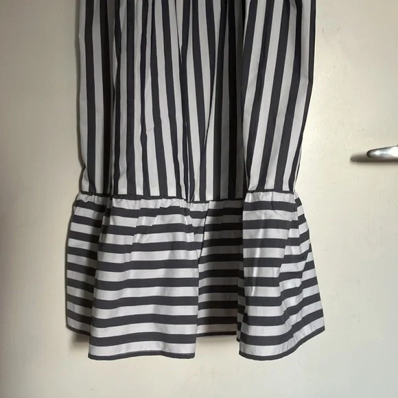 A new day tiered Blue White stripe Maxi Dress tiered ruffle hem pockets small - Picture 4 of 5